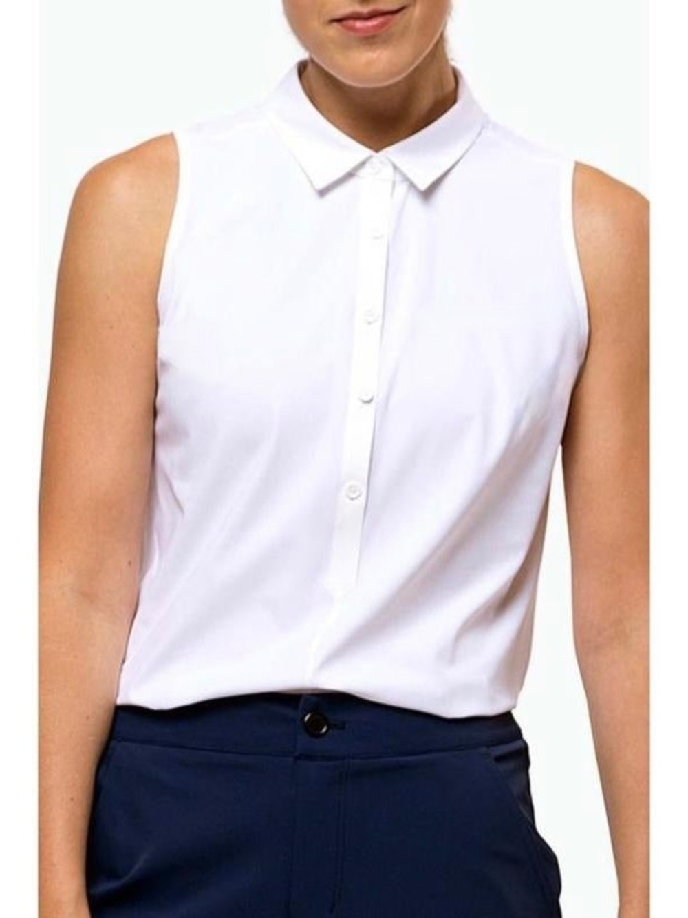 Foray Golf Sleeveless Button Down Polo Shirt White Size Small